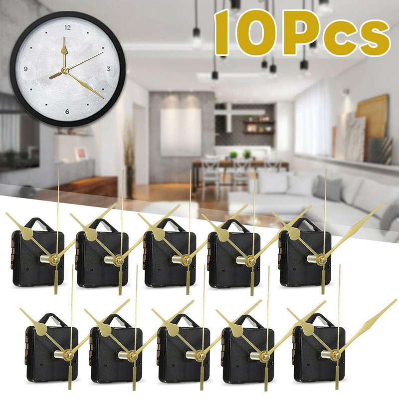 10Pcs DIY Silent Movement Spindle Hands Wall Quartz Clock Movement Mechanism Repair Tools Part Clock