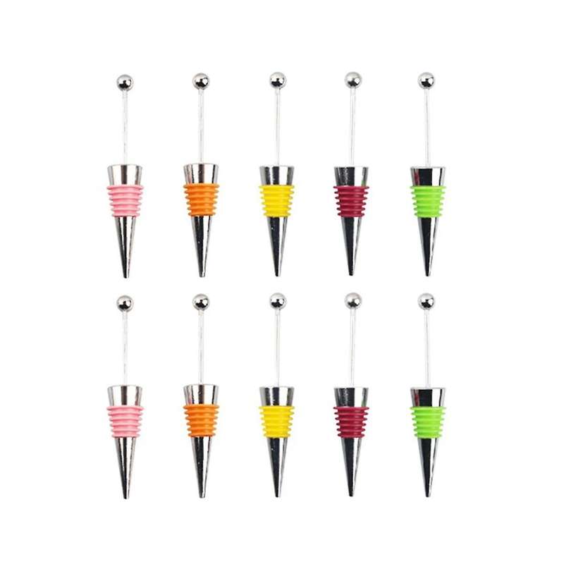 10pcs Diy Beadable Wine Stopper Party Wedding Bar Decor Sealed -keeping Wine Champagne Stopper