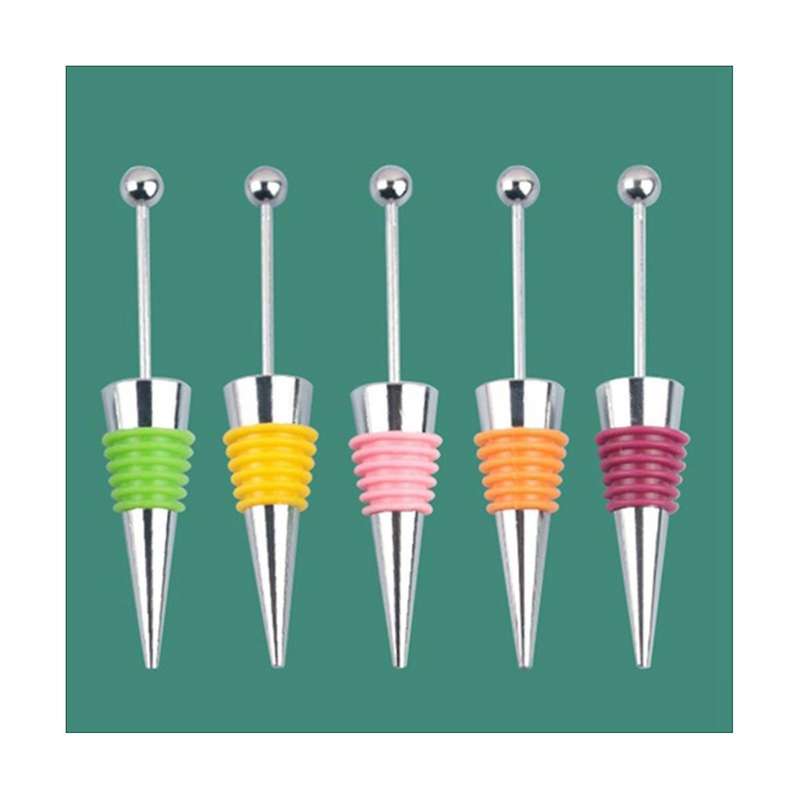 10pcs Diy Beadable Wine Stopper Party Wedding Bar Decor Sealed -keeping Wine Champagne Stopper