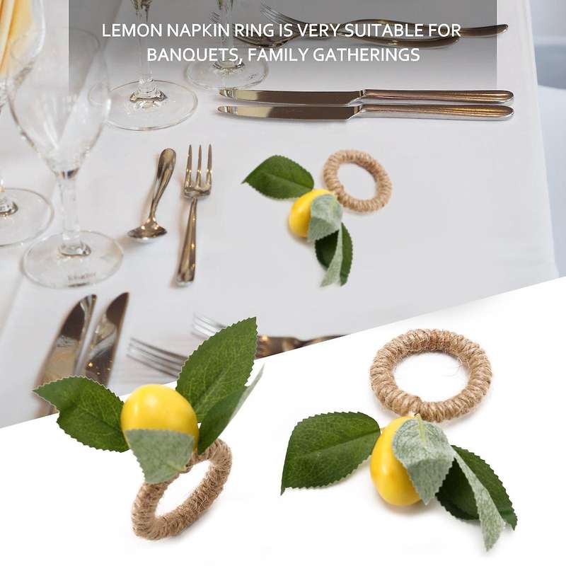 10PCS Faux Lemon Vine Napkin Ring Compatible Wedding, Dinner Party, Banquet