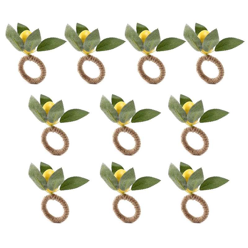 10PCS Faux Lemon Vine Napkin Ring Compatible Wedding, Dinner Party, Banquet