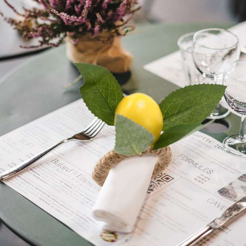 10PCS Faux Lemon Vine Napkin Ring Compatible Wedding, Dinner Party, Banquet