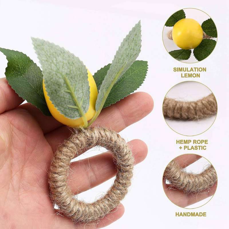 10PCS Faux Lemon Vine Napkin Ring Compatible Wedding, Dinner Party, Banquet