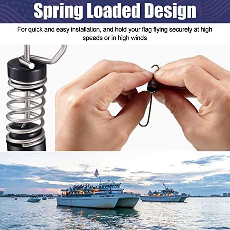 10PCS Fishing Flag Clips Stainless Steel Marine Boat Flag Clips for Halyards Outrigger Lines Antenna