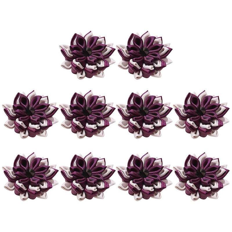 10Pcs Fabric Purple Lotus Napkin Buckle Multilayer Napkin Ring Handmade Napkin Holder Wedding Table