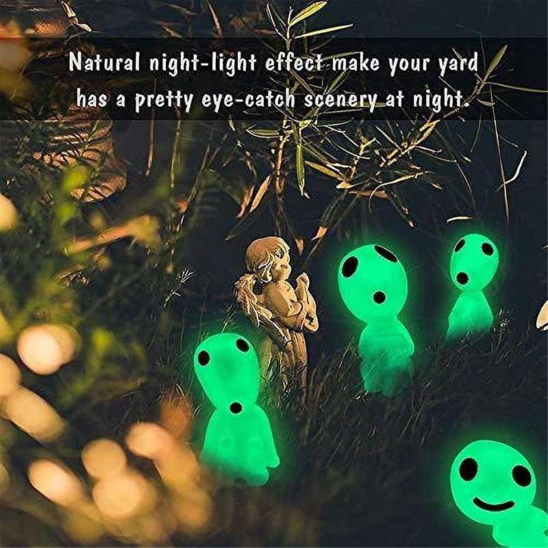 10Pcs Fairy Garden Gnome Outdoor Miniature Luminous Garden Ghost Decor for Outside Glow in the Dark