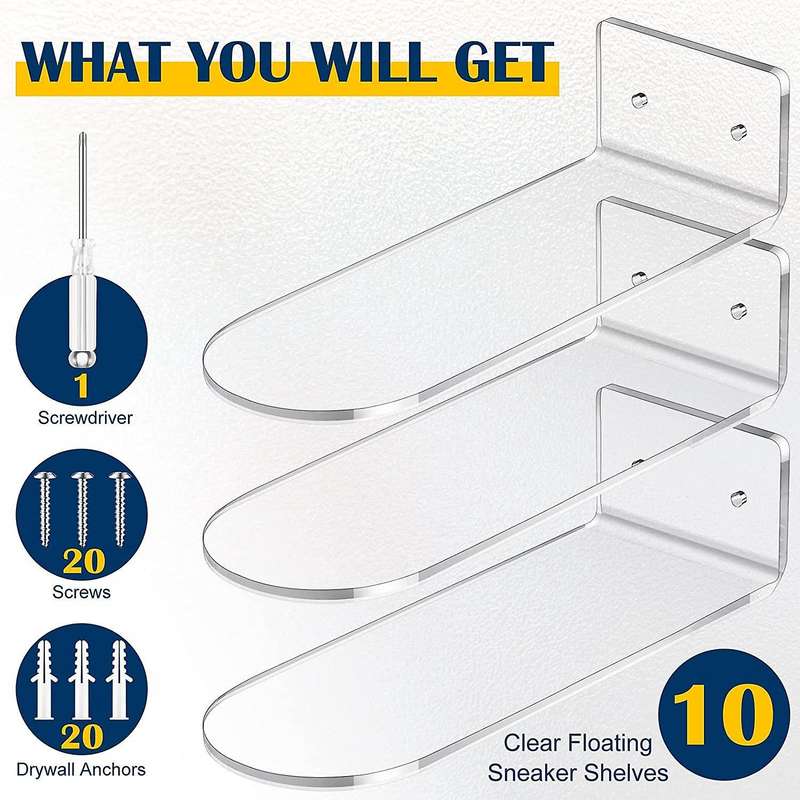 10pcs Floating Shoe Display,sneaker Shelves Wall Mount Levitating Shoe Display Stand for Sneaker Or
