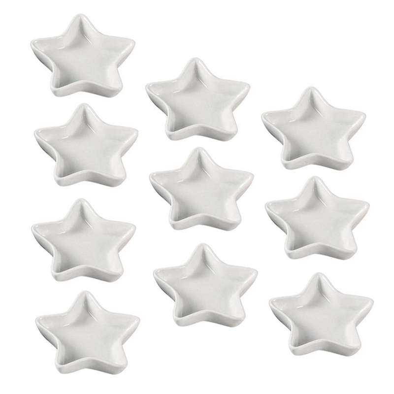 10pcs Five-pointed Star Shaped Condiment Dishes Dipping Sauce Dish Soy Sauce Pinch Bowl Ceramic Bbq-