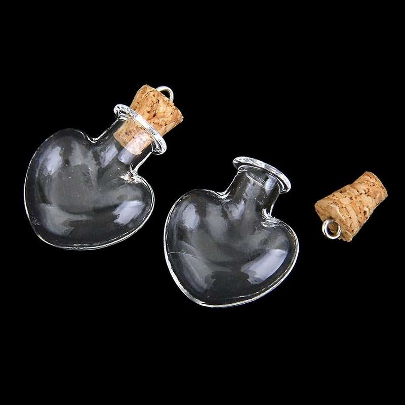 10pcs glass cork bottle glasses ampoules wool bottle pendants heart f