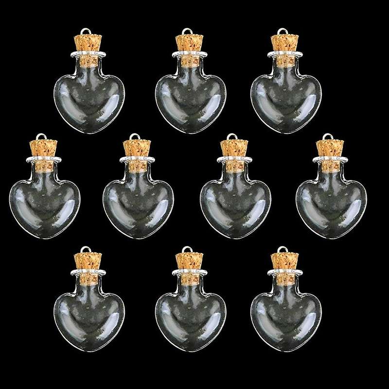 10pcs glass cork bottle glasses ampoules wool bottle pendants heart f