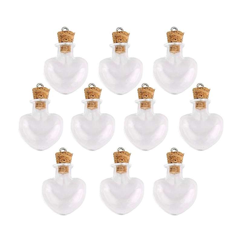 10pcs glass cork bottle glasses ampoules wool bottle pendants heart f