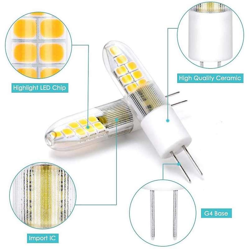 10Pcs G4 LED Bulb Bi-Pin Base Light Lamp Non-Dimmable Landscape LED Bulb 3000K T3 Halogen Track Bulb