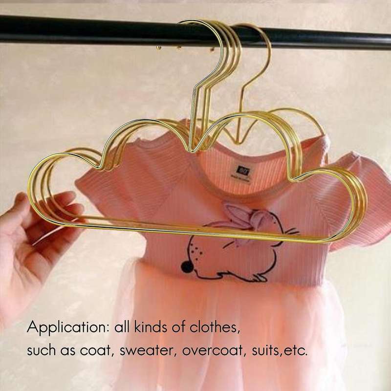 10Pcs Hangers Non Metal Toddlers Clothes Hanger Golden Kids Cloud Shape Coat Hanger Clothing Storag