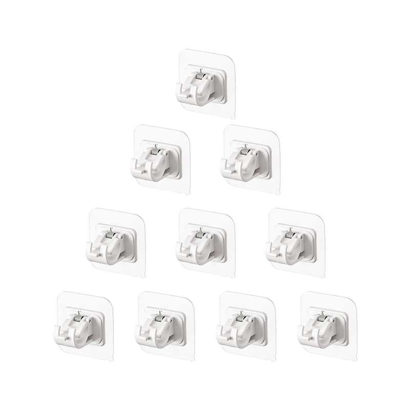 10pcs Hooks for Curtain Rod without Nails Curtain Rod Brackets No Drilling Self Adhesive Fixed Clip
