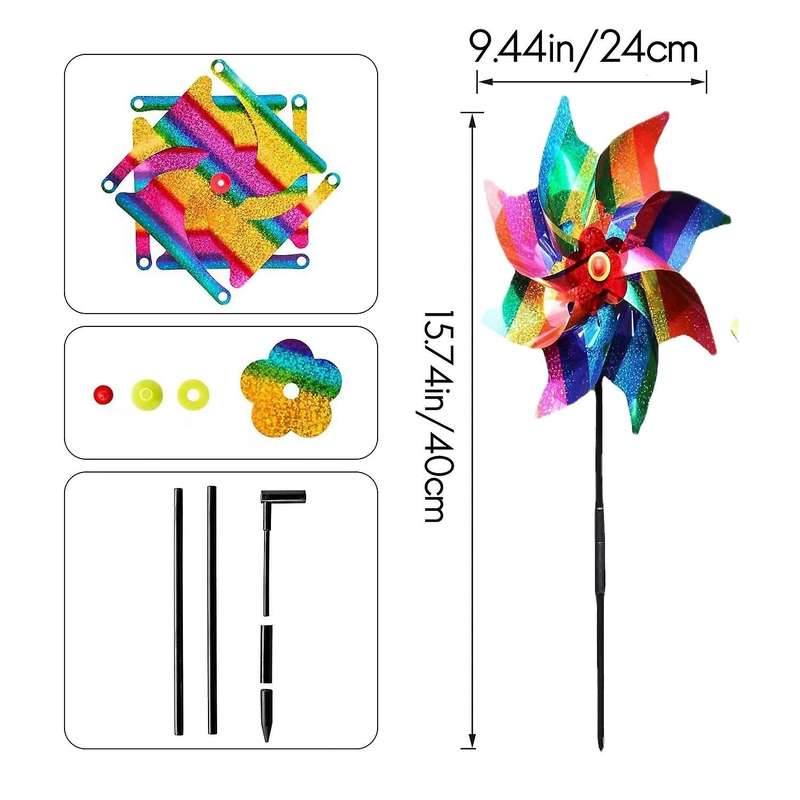 10Pcs High Reflective Bird Scarer Windmill,Bird Deterrent Scarer Windmill,Effective Reflection Colo