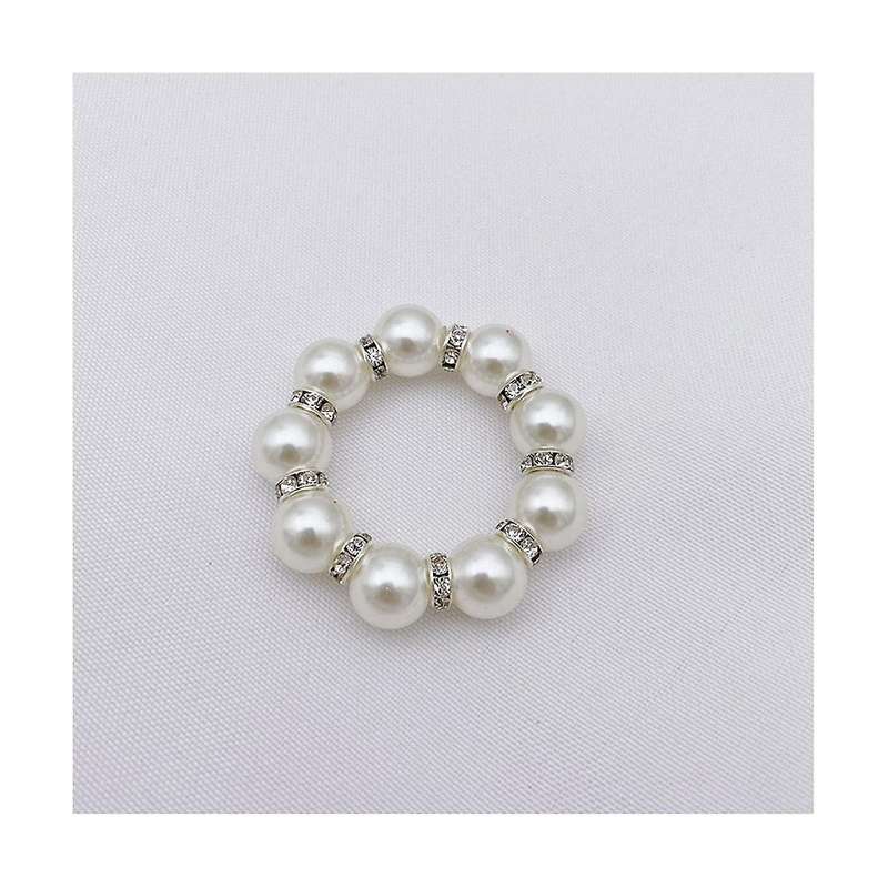 10Pcs Imitation Napkin Ring Rhinestone Beaded Napkin Ring Holder for Dinner Table Decoration Party,W