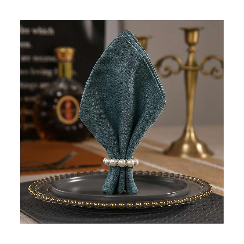 10Pcs Imitation Napkin Ring Rhinestone Beaded Napkin Ring Holder for Dinner Table Decoration Party,W