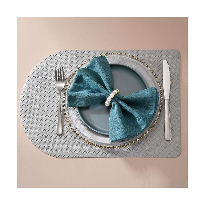 10Pcs Imitation Napkin Ring Rhinestone Beaded Napkin Ring Holder for Dinner Table Decoration Party,W