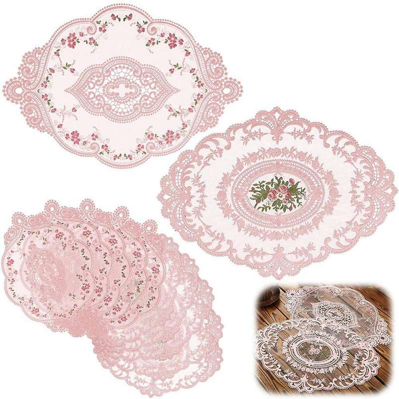 10pcs Lace Doilies for Tables Embroidered Lace Placemats Vintage Crochet Doilies Exquisite Retro Vic
