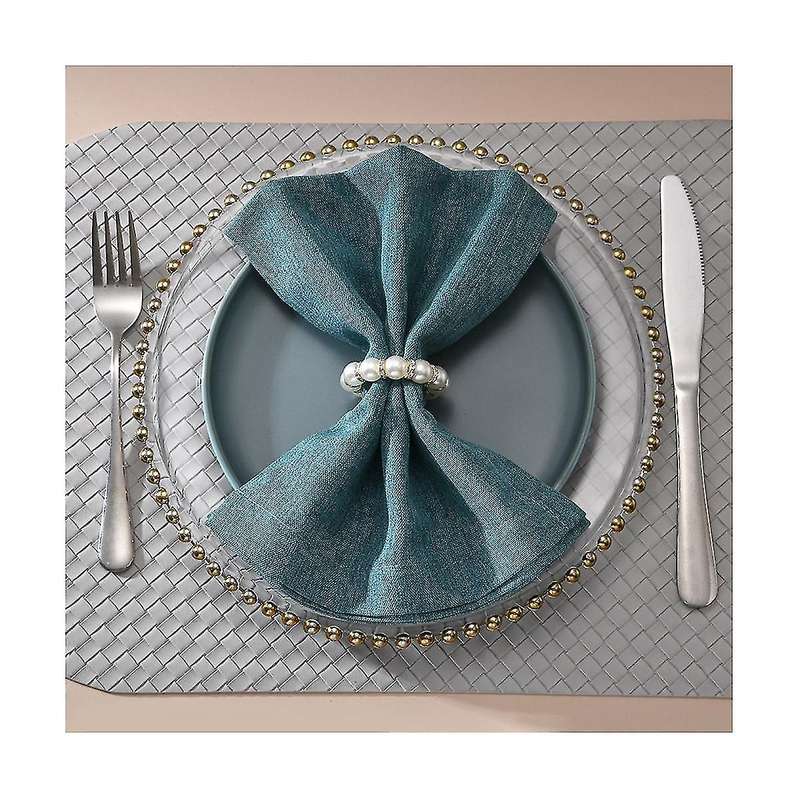 10pcs Imitation Napkin Ring Rhinestone Beaded Napkin Ring Holder for Dinner Table Decoration Party,