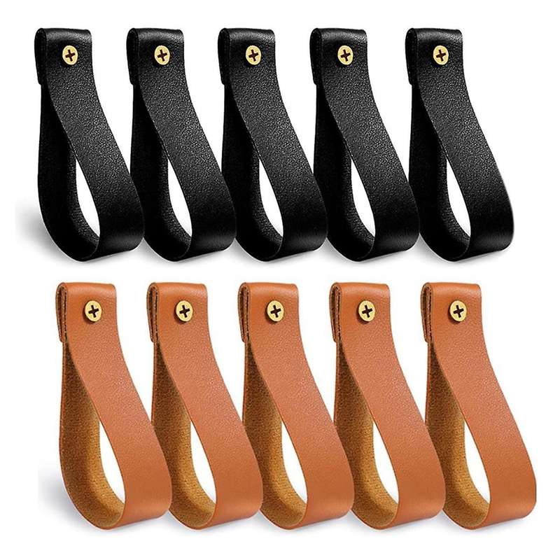 10pcs Leather Curtain Rod Holder,leather Curtain Rod Bracket,pu Leather Loop Strap for Wood Curtain