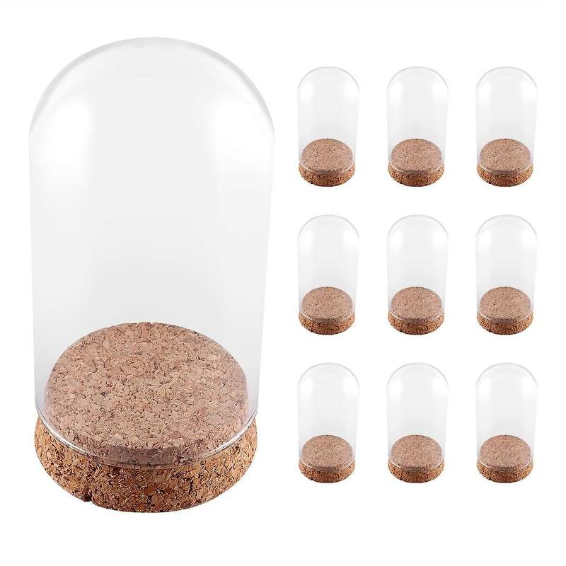 10pcs Mini Clear Glass Hemisphere Cover Dome Cabochon Office Room Table Display Decor Dry Flower Or