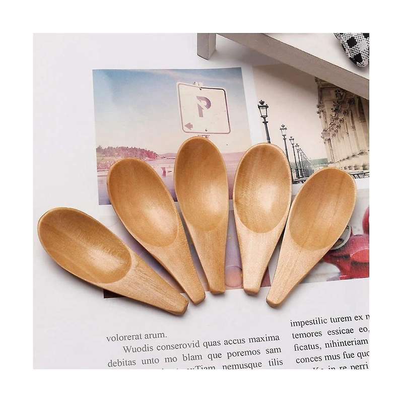 10Pcs Mini Wooden Spoon Condiments Spoon with Short Handle,for Coffee Loose Tea Leaves Milk Powder