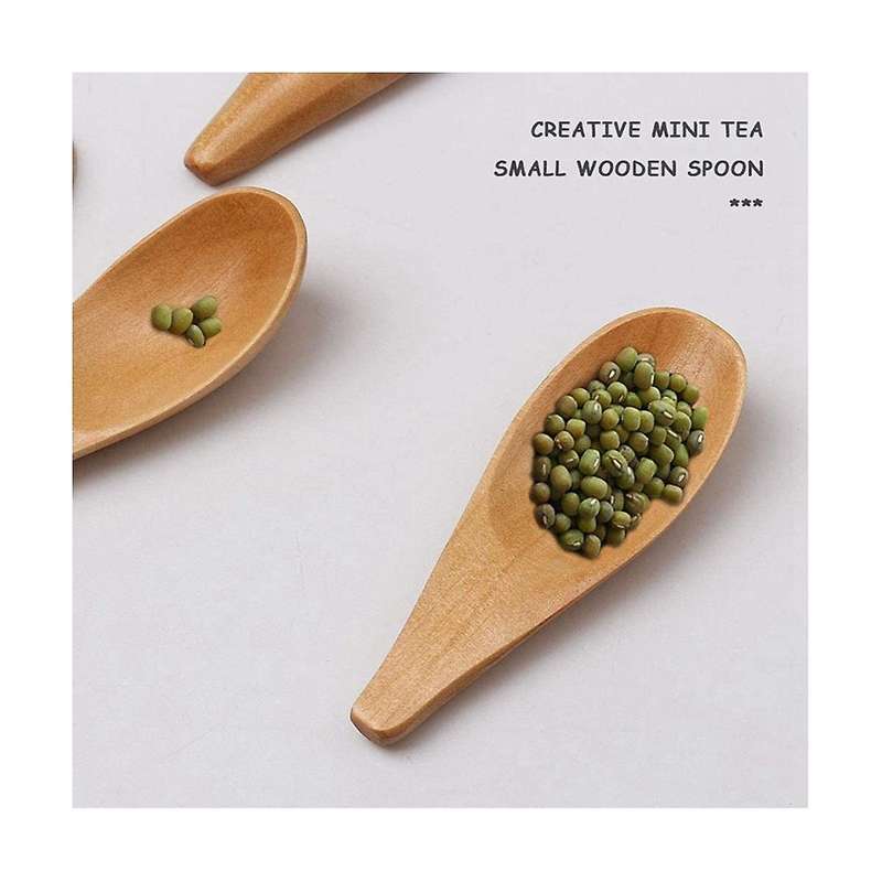 10Pcs Mini Wooden Spoon Condiments Spoon with Short Handle,for Coffee Loose Tea Leaves Milk Powder
