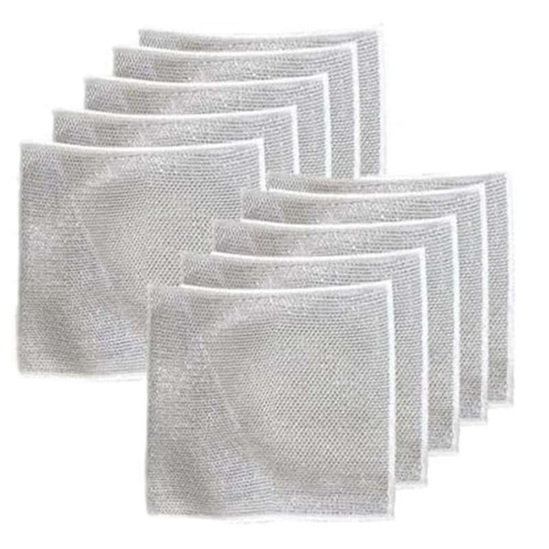 10PCS Multipurpose Wire Dishwashing Rags for Wet and Dry, Reusable Kitchen Cleaning Towels Dish Clot