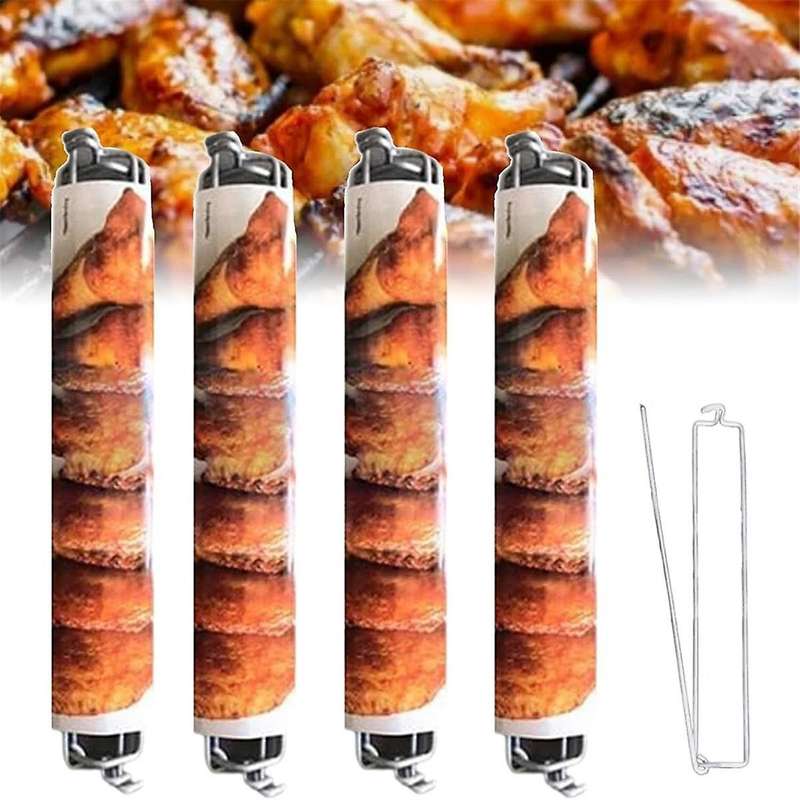 10pcs Outdoor BBQ Fork BBQ Tools Stainless Steel Chicken Wing BBQ Rack for Outdoor Picnic