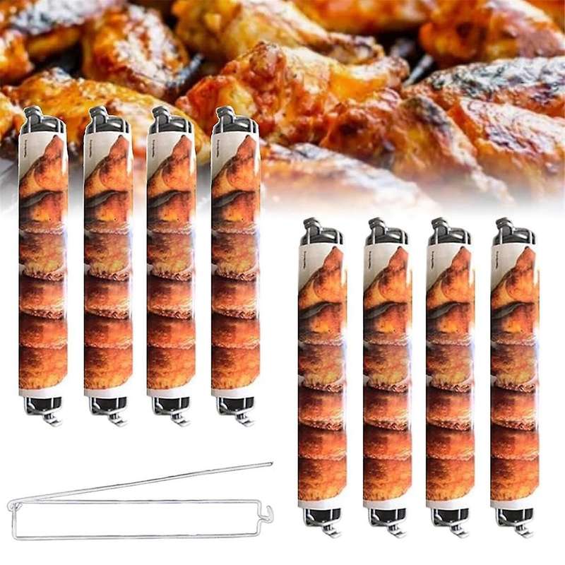 10pcs Outdoor BBQ Fork BBQ Tools Stainless Steel Chicken Wing BBQ Rack for Outdoor Picnic