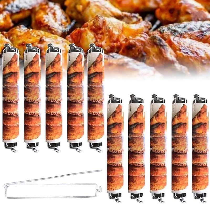 10pcs Outdoor BBQ Fork BBQ Tools Stainless Steel Chicken Wing BBQ Rack for Outdoor Picnic