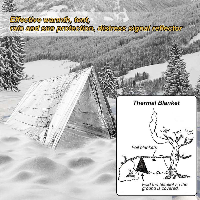 10pcs Outdoor Emergency Blanket Waterproof Space Curtain Foil Thermal Blanket 130x210cm Silver