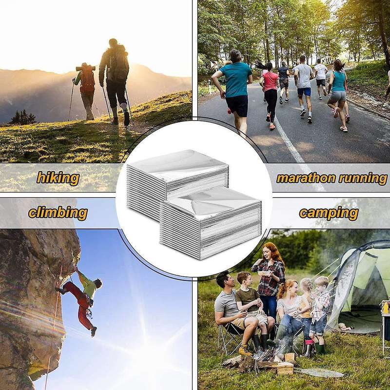 10pcs Outdoor Emergency Blanket Waterproof Space Curtain Foil Thermal Blanket 130x210cm Silver
