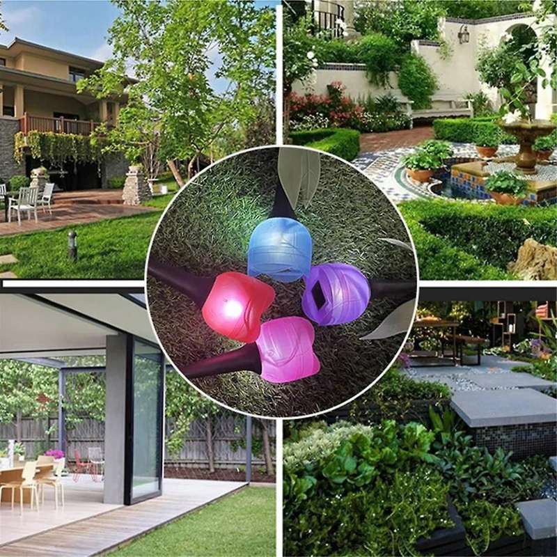 10PCS Outdoor Led Solar Light Tulip Flower Lamp Waterproof Garden Stake Lawn Lights Decor for Yard O