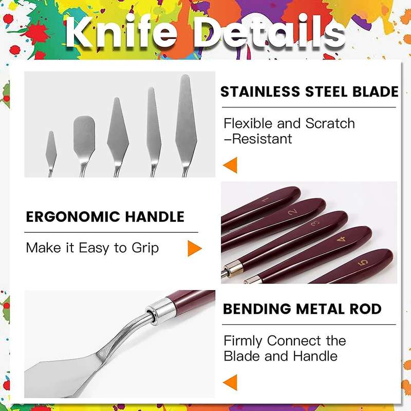 10pcs Palette Knife, Stainless Steel Painting Knife Set, Flexible Scraper Tray Knife, Oil Painting