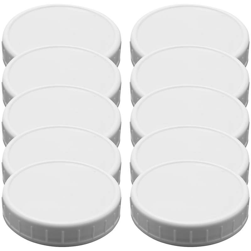 10Pcs Plastic Storage Caps Lids Ribbed Compatible 86mm Standard Regular Mouth Mason Jar Bottle