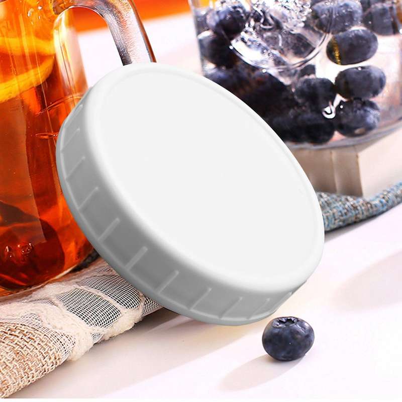10Pcs Plastic Storage Caps Lids Ribbed Compatible 86mm Standard Regular Mouth Mason Jar Bottle