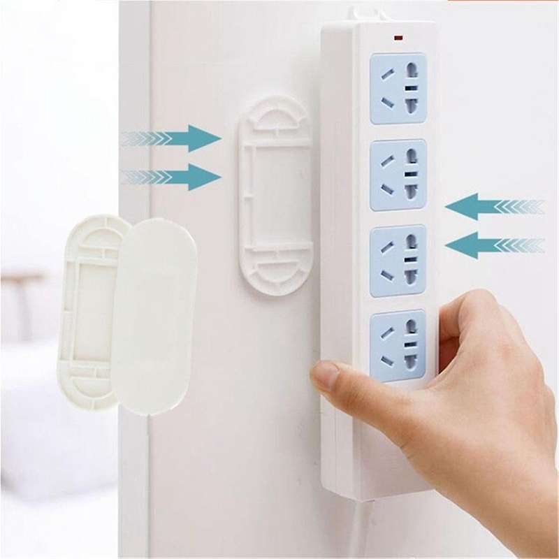 10pcs Power Strip Holder White Power Strip Holder , Self-adhesive Wall Mount Fixator, Punch-free