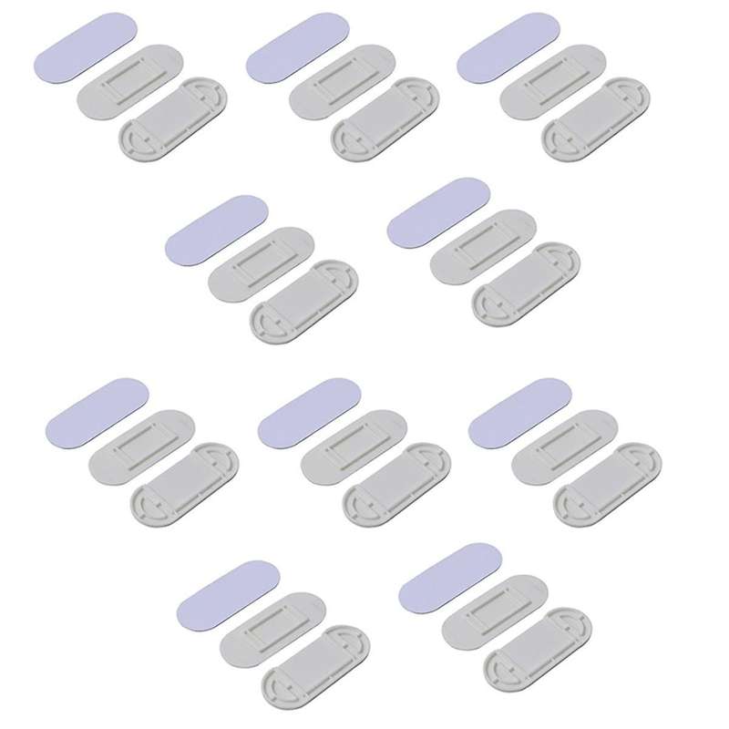 10pcs Power Strip Holder White Power Strip Holder , Self-adhesive Wall Mount Fixator, Punch-free