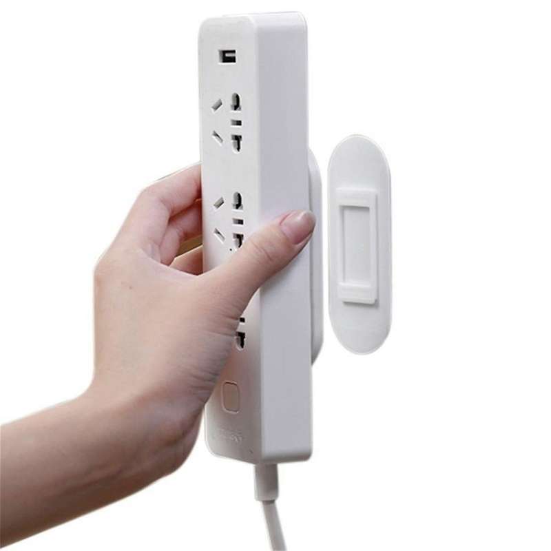 10pcs Power Strip Holder White Power Strip Holder , Self-adhesive Wall Mount Fixator, Punch-free