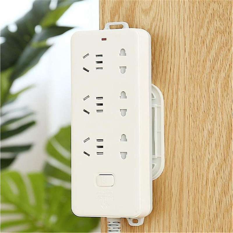 10pcs Power Strip Holder White Power Strip Holder , Self-adhesive Wall Mount Fixator, Punch-free
