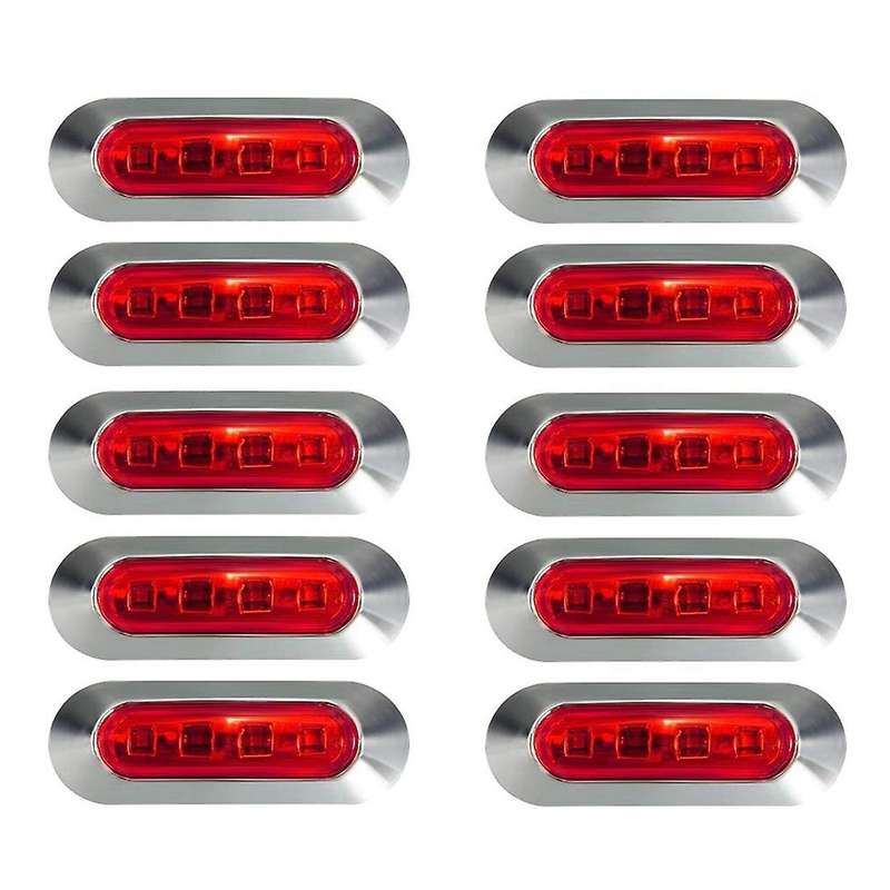 10PCS Red 4 LED Side Marker Indicator Lights Lamp Tail Lamp Universal for Auto Car Bus Truck Lorry T