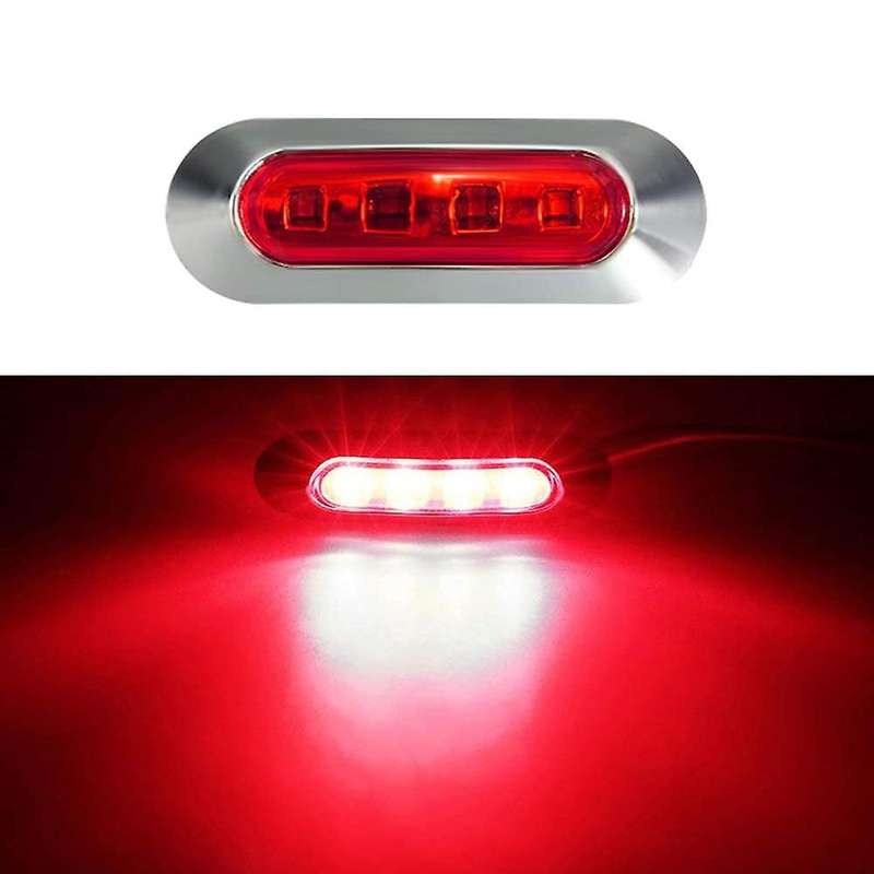 10PCS Red 4 LED Side Marker Indicator Lights Lamp Tail Lamp Universal for Auto Car Bus Truck Lorry T