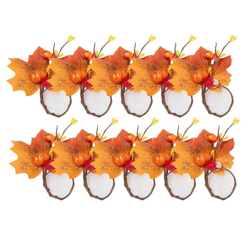 10PCS Pumkins Napkin Rings Thanksgiving Napkin Ring Holder Berry Napkin Ring Harvest Maple Fruit Pum