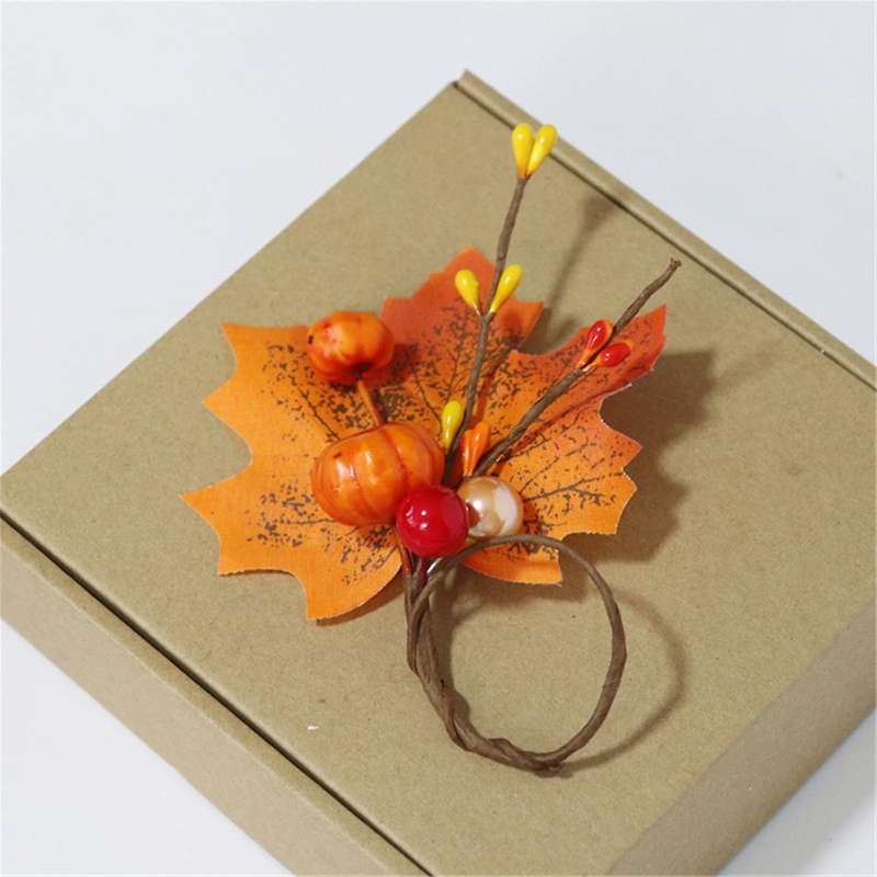10PCS Pumkins Napkin Rings Thanksgiving Napkin Ring Holder Berry Napkin Ring Harvest Maple Fruit Pum