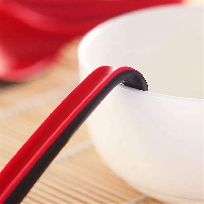 10pcs Red and Black Asian Soup Spoon with Hook-chinese Style Spoon, Perfect for Rice Pho Ramen Noodl