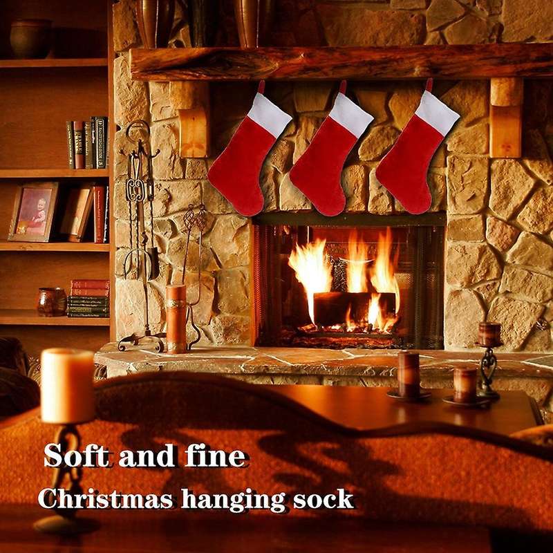10pcs Red Felt Christmas Stockings Christmas Stockings Holder Socks Home Fireplace Gift Storage Bag