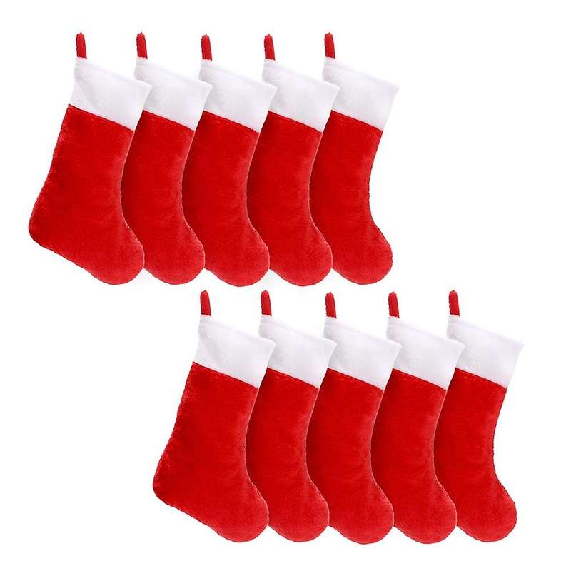 10pcs Red Felt Christmas Stockings Christmas Stockings Holder Socks Home Fireplace Gift Storage Bag