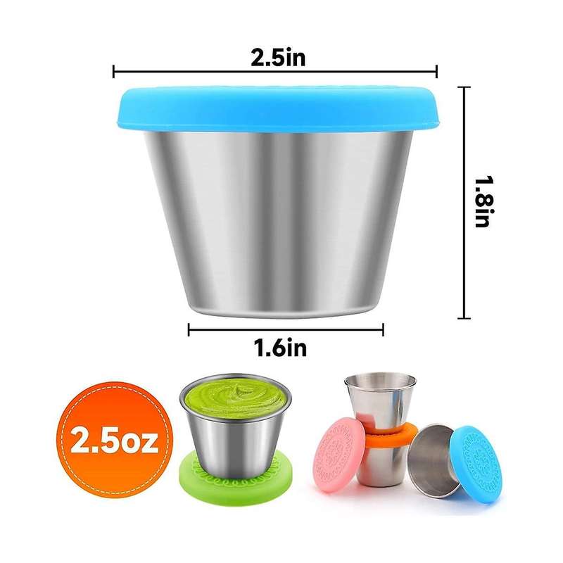 10pcs Salad Dressing Containers to Go, Reusable Small Condiment Containers with Lids, Stainless Ste